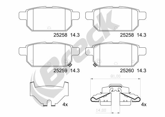 Set placute frana,frana disc 25258 00 704 00 BRECK